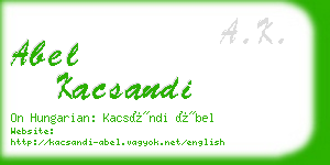 abel kacsandi business card